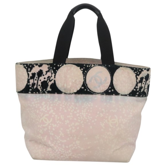 CHANEL High Summer Tote Bag Canvas Pink Silver CC Auth bs20616 - Picture 2 of 16